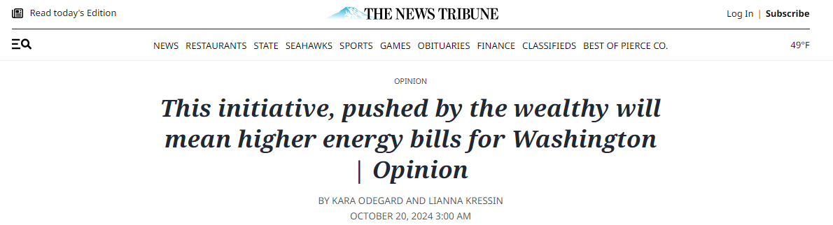 Tacoma News Tribune op-ed: Vote No on I-2066